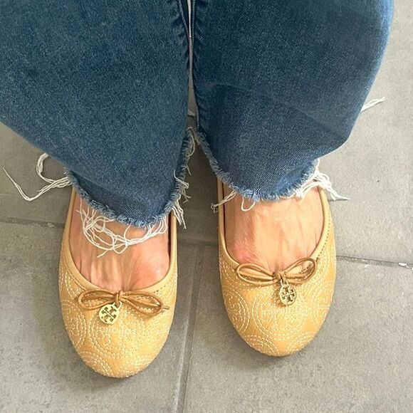Tory Burch Tan Suede Ballet Flats - Picture 1 of 11